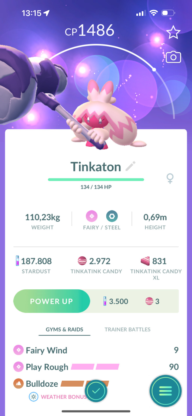 Pokémon Go | Tinkaton under 1500CP 3moveset Great League PVP | Trade