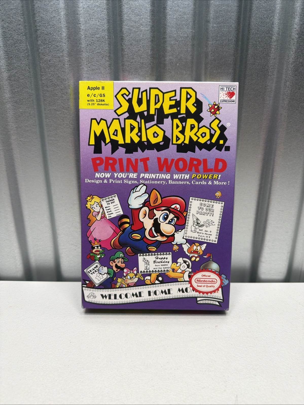 Super Mario Bros Print World Apple II Big Box Nintendo 1991 – Complete! Rare