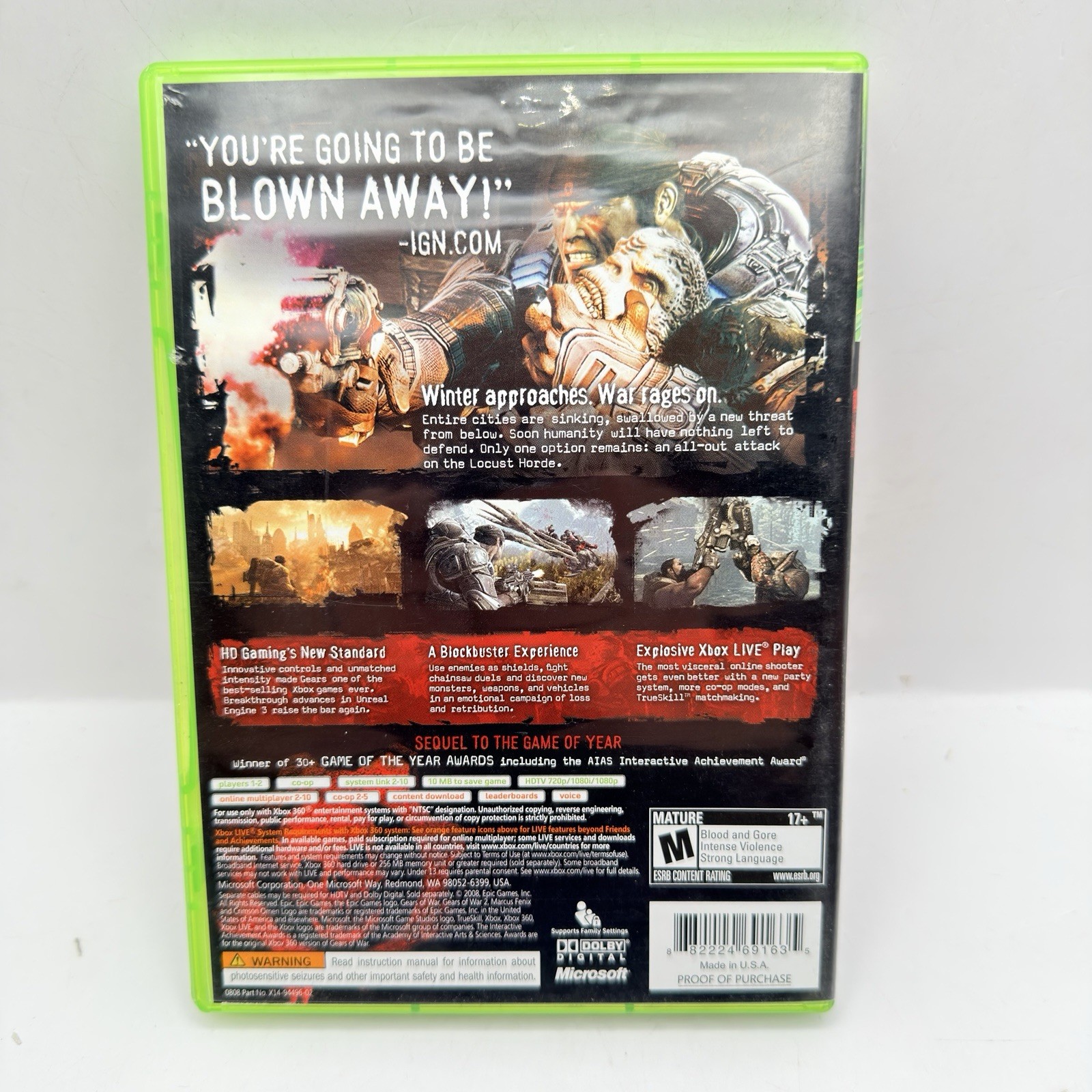 Xbox 360 Gears Of War 2 Battlefield BC2 Mass Effect 2 COD MW2 Lot Of 4 Games