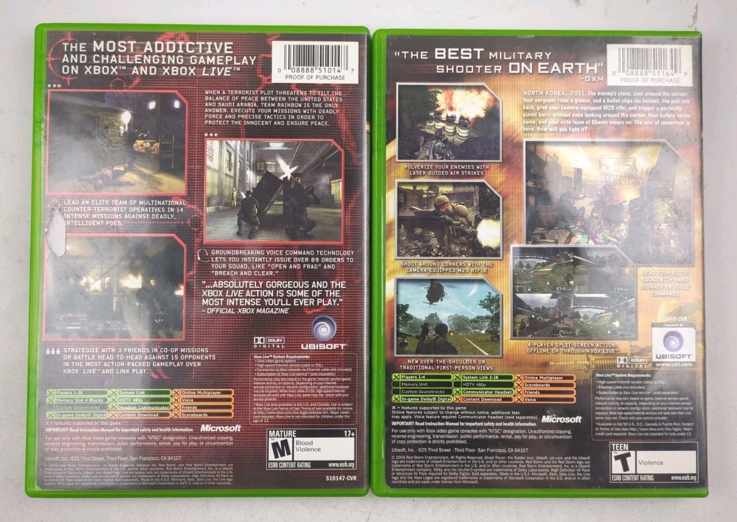 Tom Clancy’s Rainbow Six 3 & Ghost Recon 2 OG XBOX 2 Game Bundle Lot CIB FPS