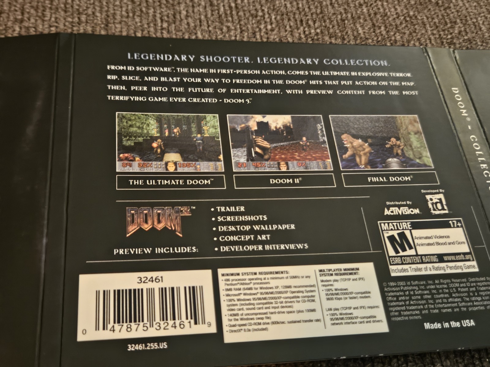 DOOM The Ultimate Trilogy Collector’s Edition ID Software 2003 VideoGame PC RARE