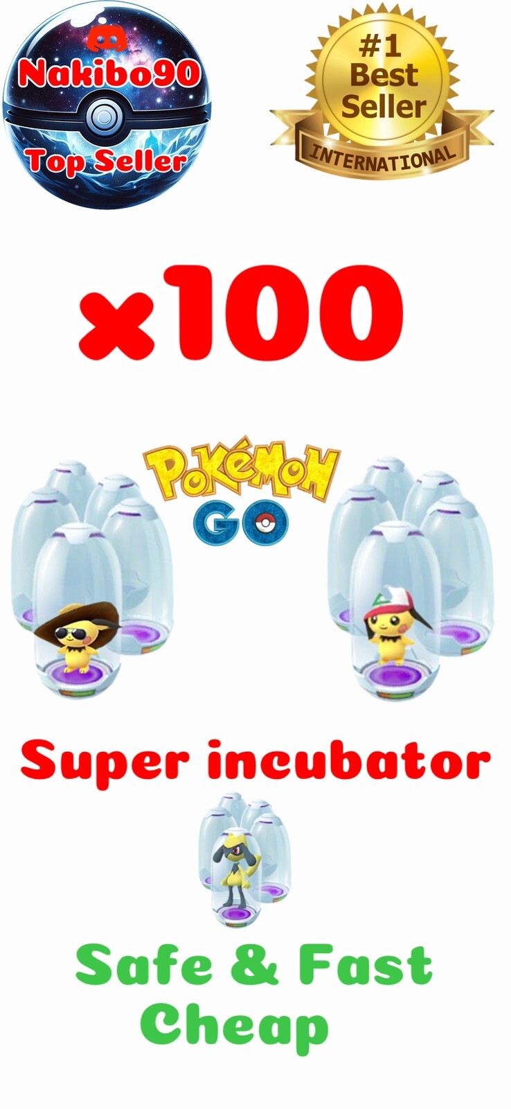 Pokemon🌟100 Super Incubator🌟Friend Finder Medal🌟Safe And Fast🌟Go🌟Describe🌟