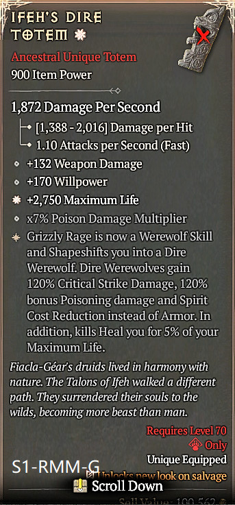 🔥 Diablo 4 Season 14 🔥 Ifeh’s Dire Totem 1 / 4 GA