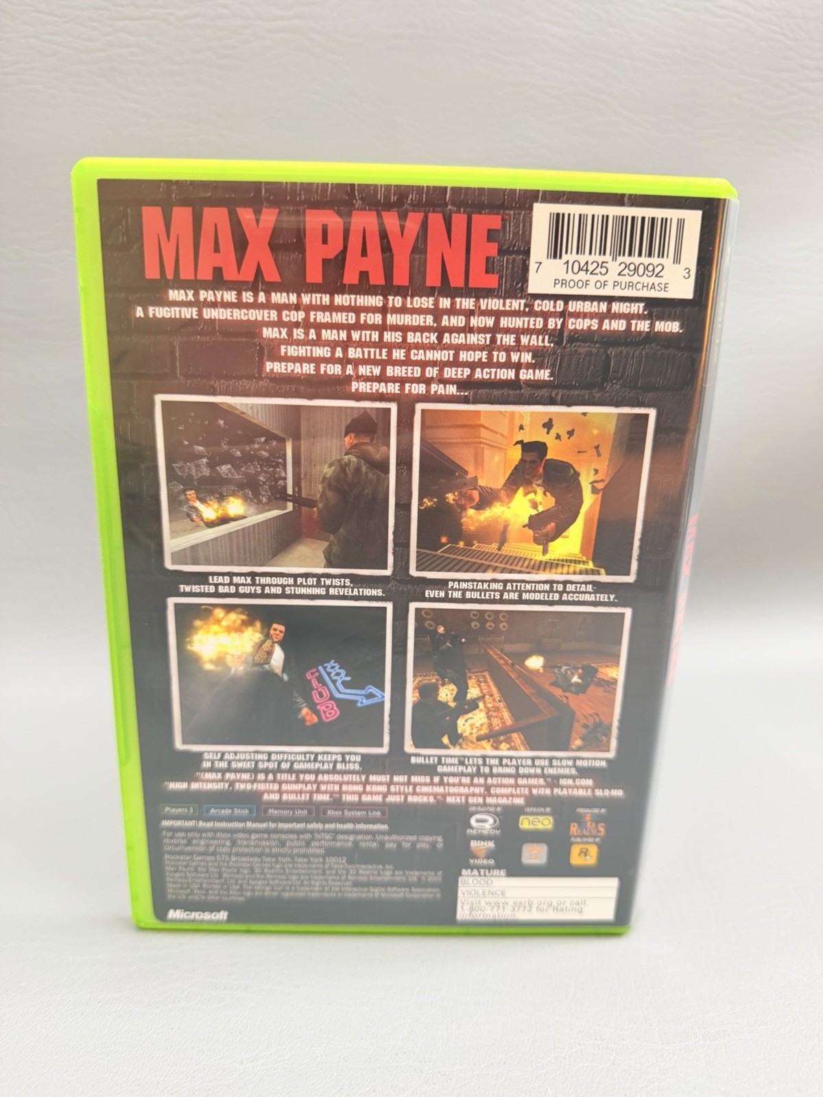 Max Payne (Original Xbox Game) Complete CIB – Excellent Condition