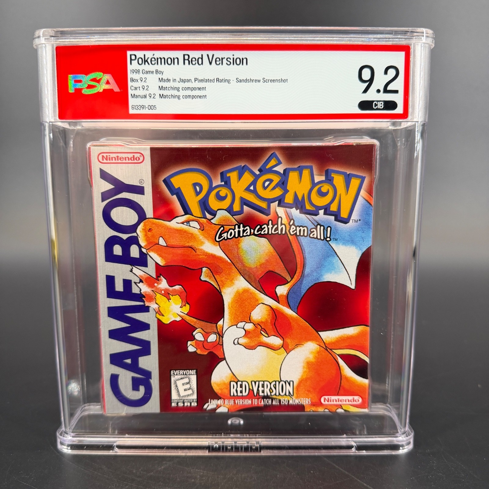 Pokemon Red Version USA 1998 CIB WATA PSA 9.2 Pixelated Sandshrew Charizard 1st