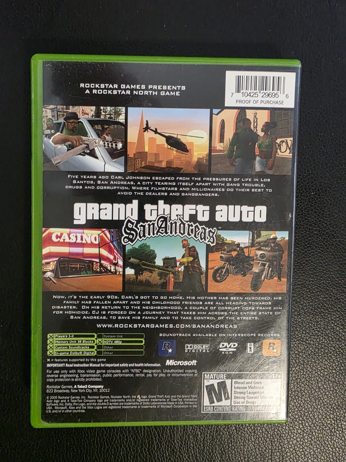 Rockstar Games Grand Theft Auto: San Andreas Xbox Dolby Digital with manual