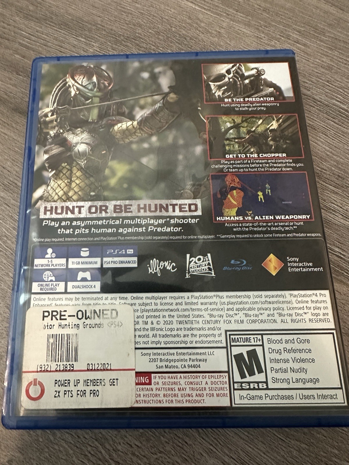 Predator: Hunting Grounds – Sony PlayStation 4 PS4 case and disc tested