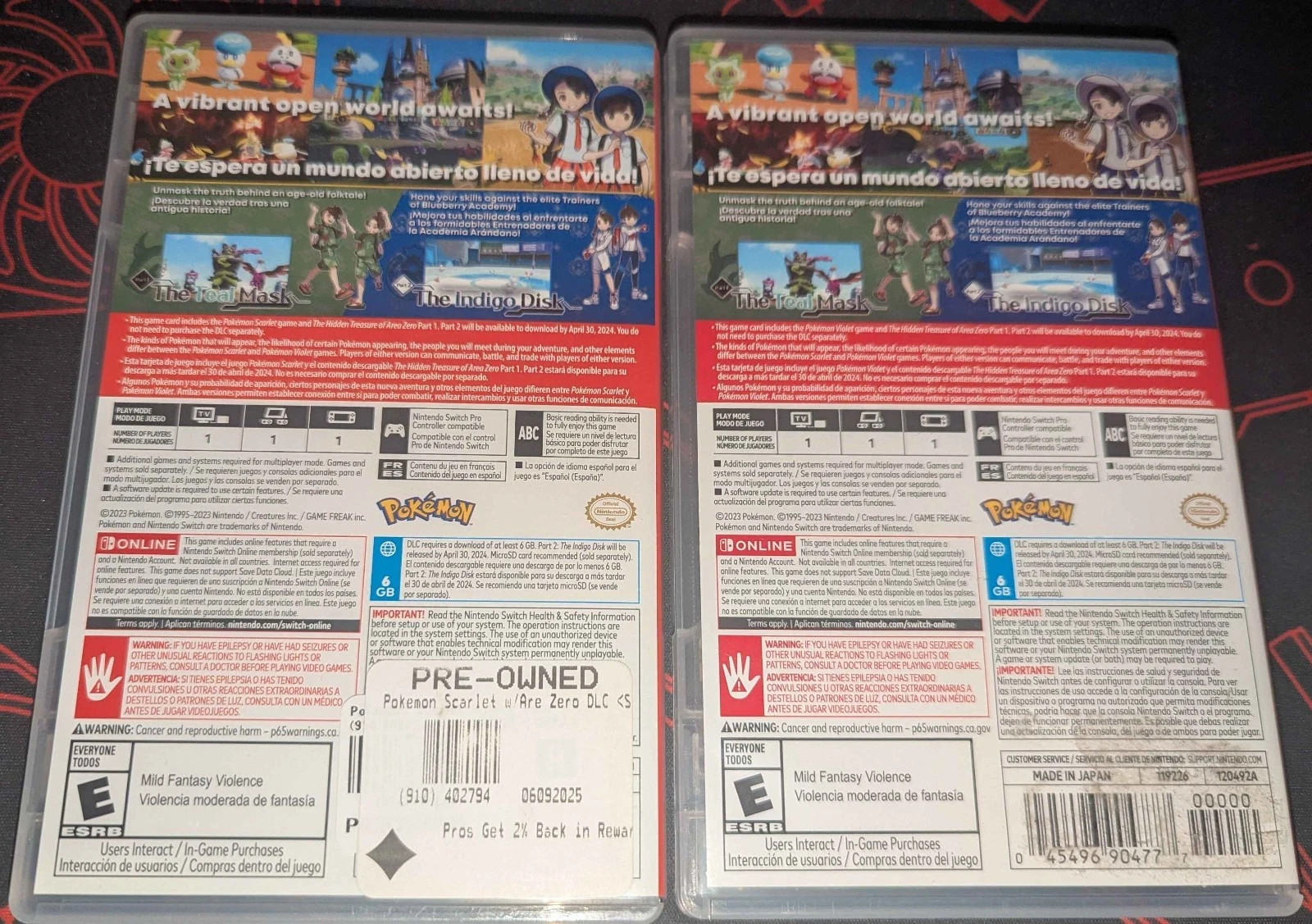 💎 Pokemon Scarlet & Violet + Area Zero DLC Nintendo Switch Lot CIB Authentic 💎