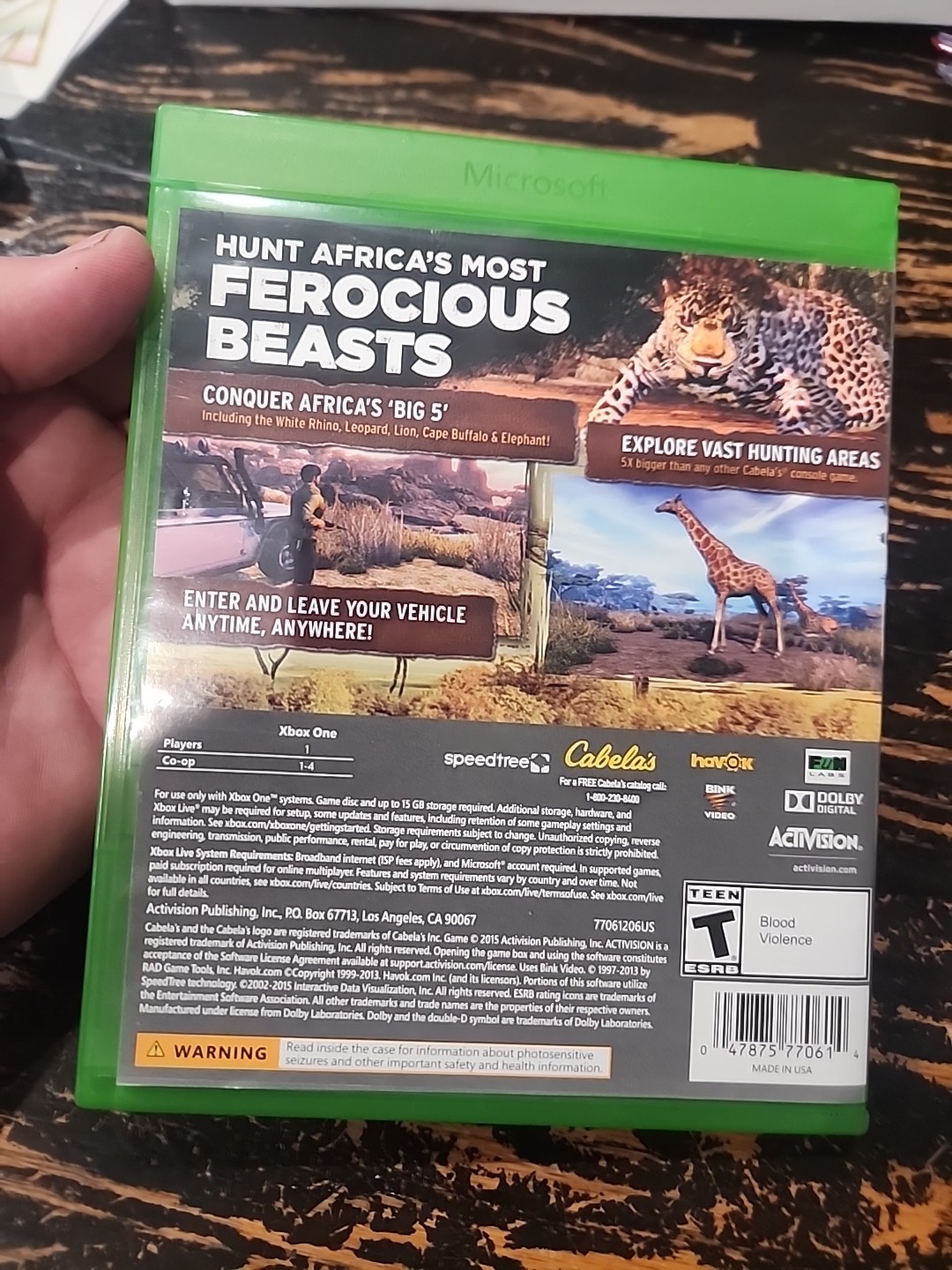 Cabela’s African Adventures (Microsoft Xbox One, 2015) Tested Works Hunting Game