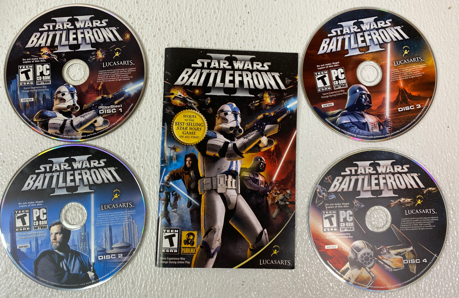Star Wars: Battlefront II PC CD-ROM 4 Disc Set 2005 Lucas Arts