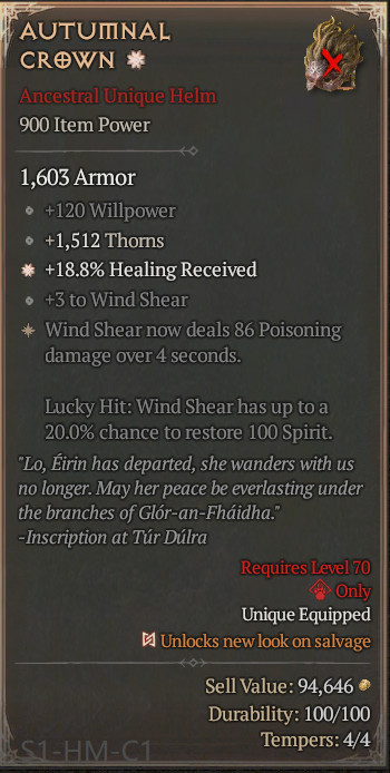 🔥 Diablo 4 Season 14 🔥Autumnal Crown 1 / 4 GA