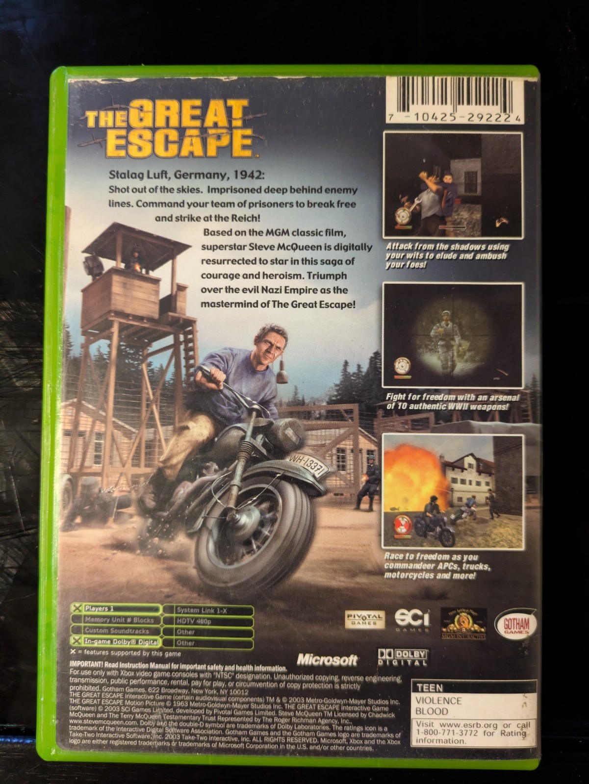 The Great Escape (Microsoft Xbox, 2003) ****TESTED****