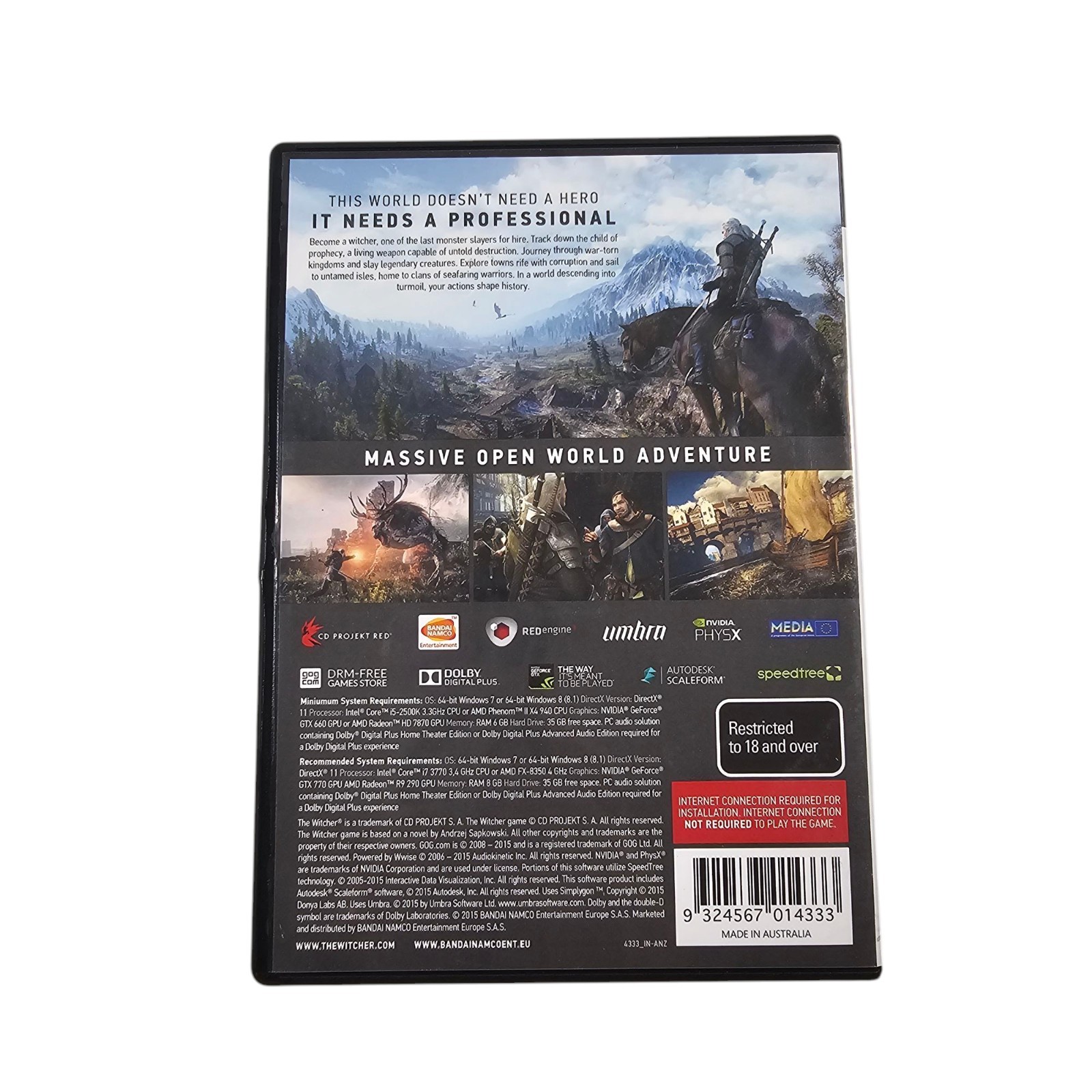 The Witcher 2: Assassins Of Kings & 3 Wild Hunt PC DVD game + Soundtrack R18+