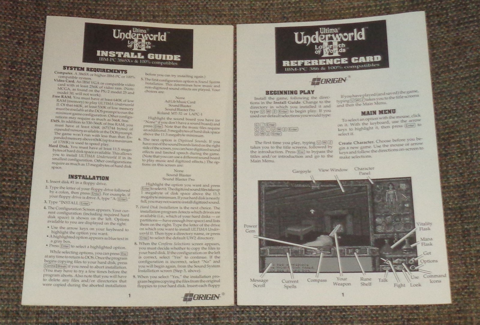 Ultima Underworld II 2 Labyrinth of Worlds Vintage PC Big Box Computer Game CIB