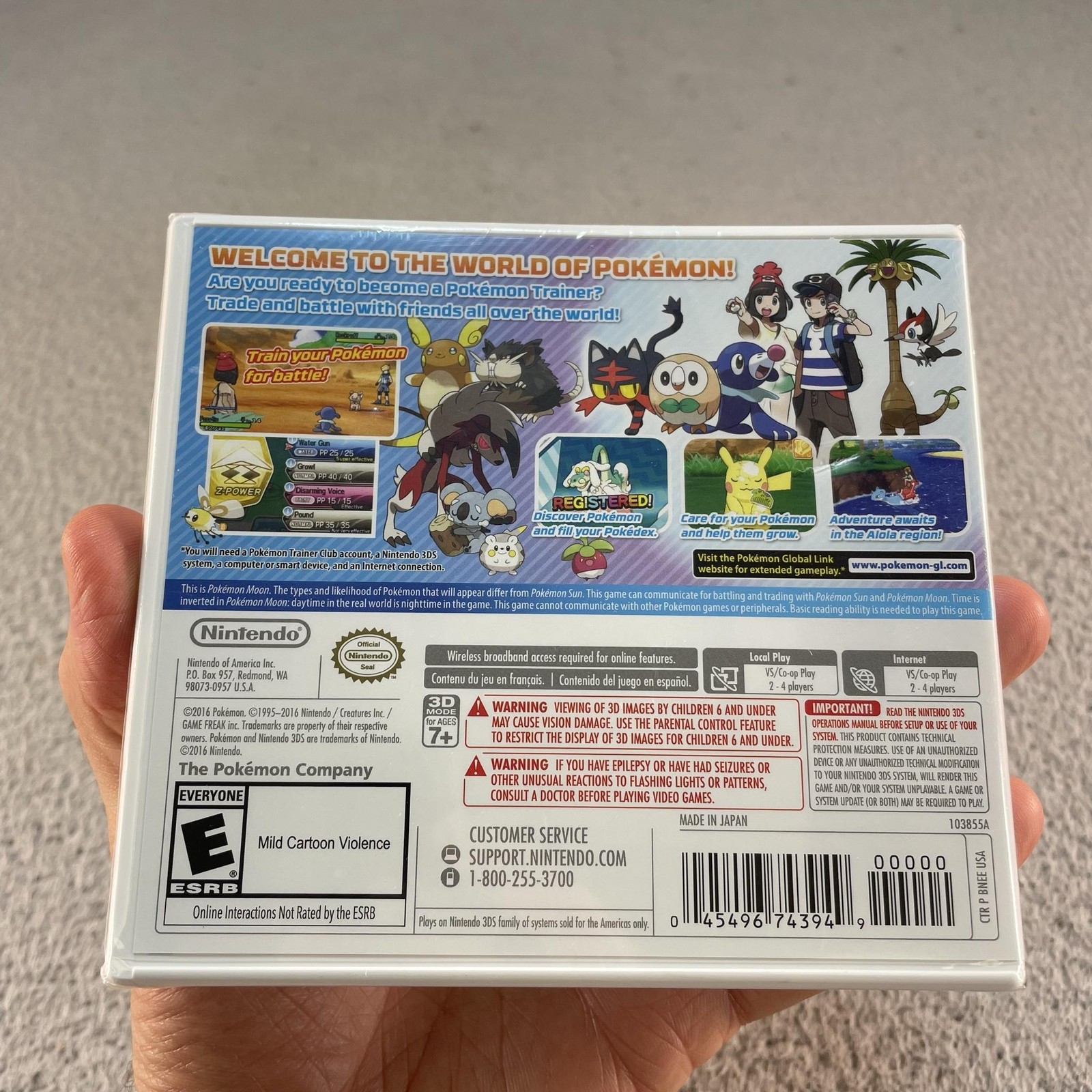 SEALED Pokemon Moon Nintendo 3DS Game E RPG 2016 NTSC-U/C NEW Multiplayer
