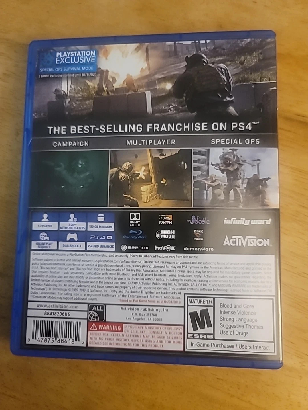 Call of Duty Modern Warfare PS4 PlayStation 4 Complete CIB Clean Disk Fast Ship