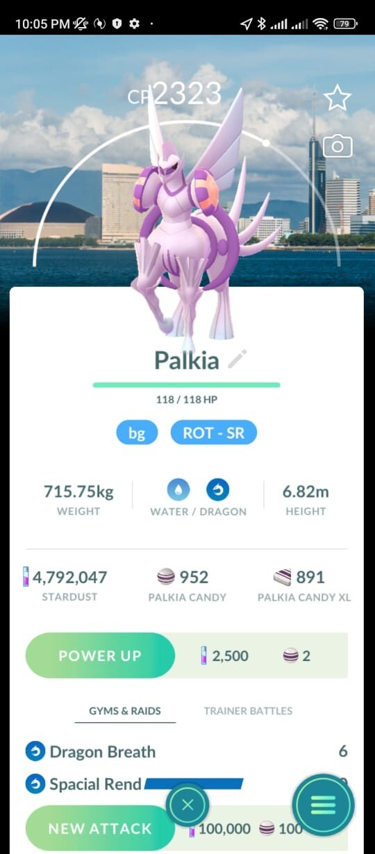 Non Shiny Palkia Origin Spacial Rend Background Fukuoka✨Pokémon GO trade✨