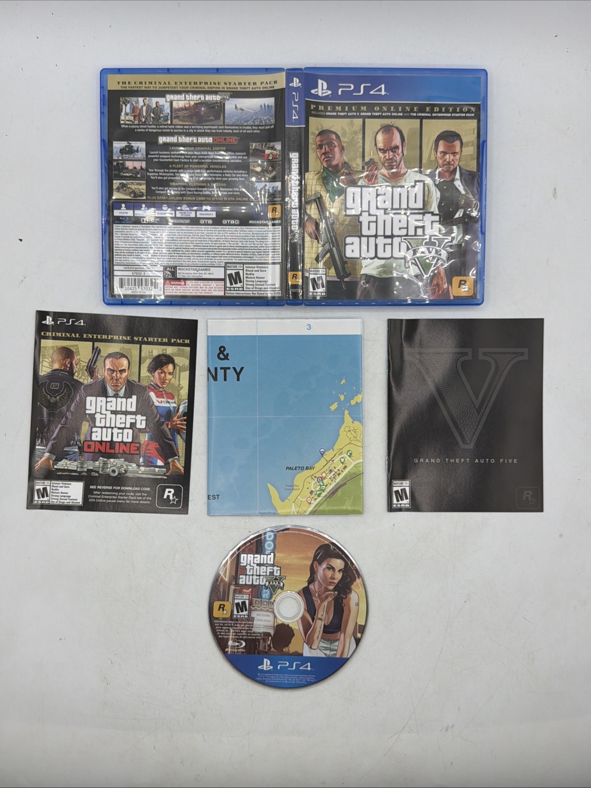 Grand Theft Auto V 5 – Premium Edition – PS4 – CIB w/ Map Playstation 4 Game