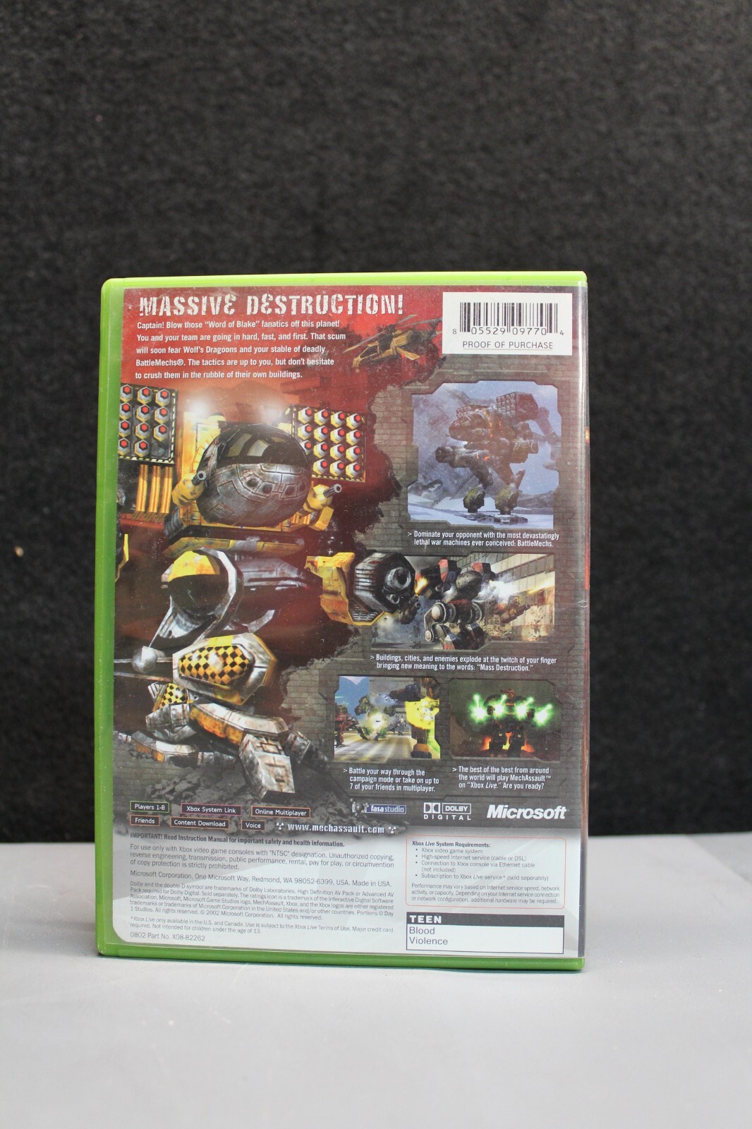 MechAssault (Microsoft Xbox, 2002) *USED*