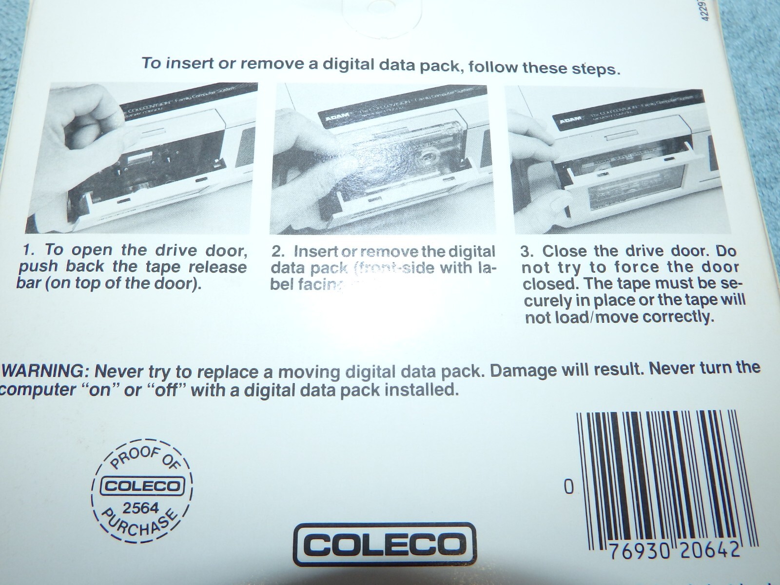 ColecoVision ADAM HIGH SPEED DIGITAL DATA PACK C-250 CASSETTE New Vintage Item