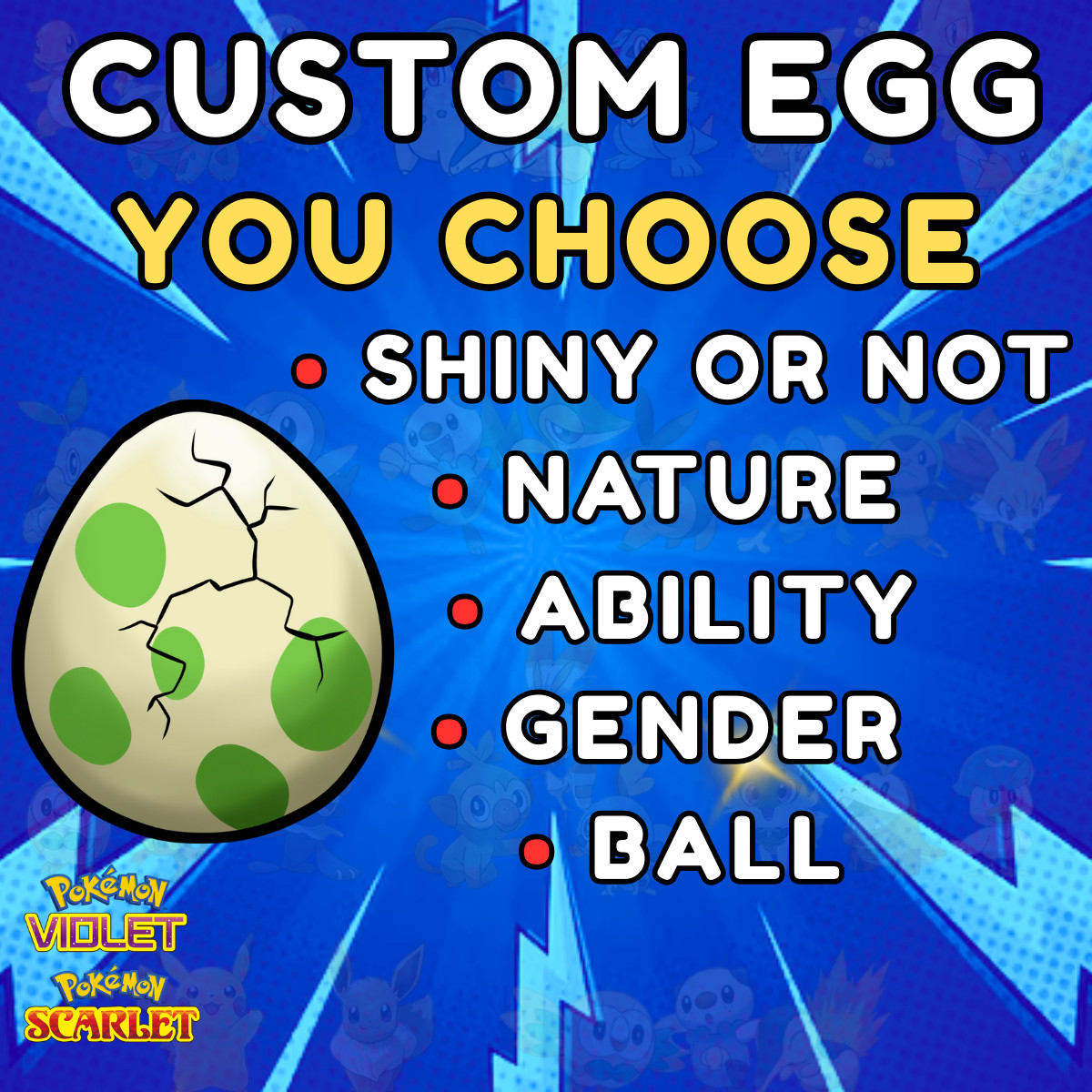 ALL SHINY EGGS ✨ 6IV ✨ HATCH YOUR OWN SHINY EGG ✨ – Pokemon SCARLET And VIOLET ✨