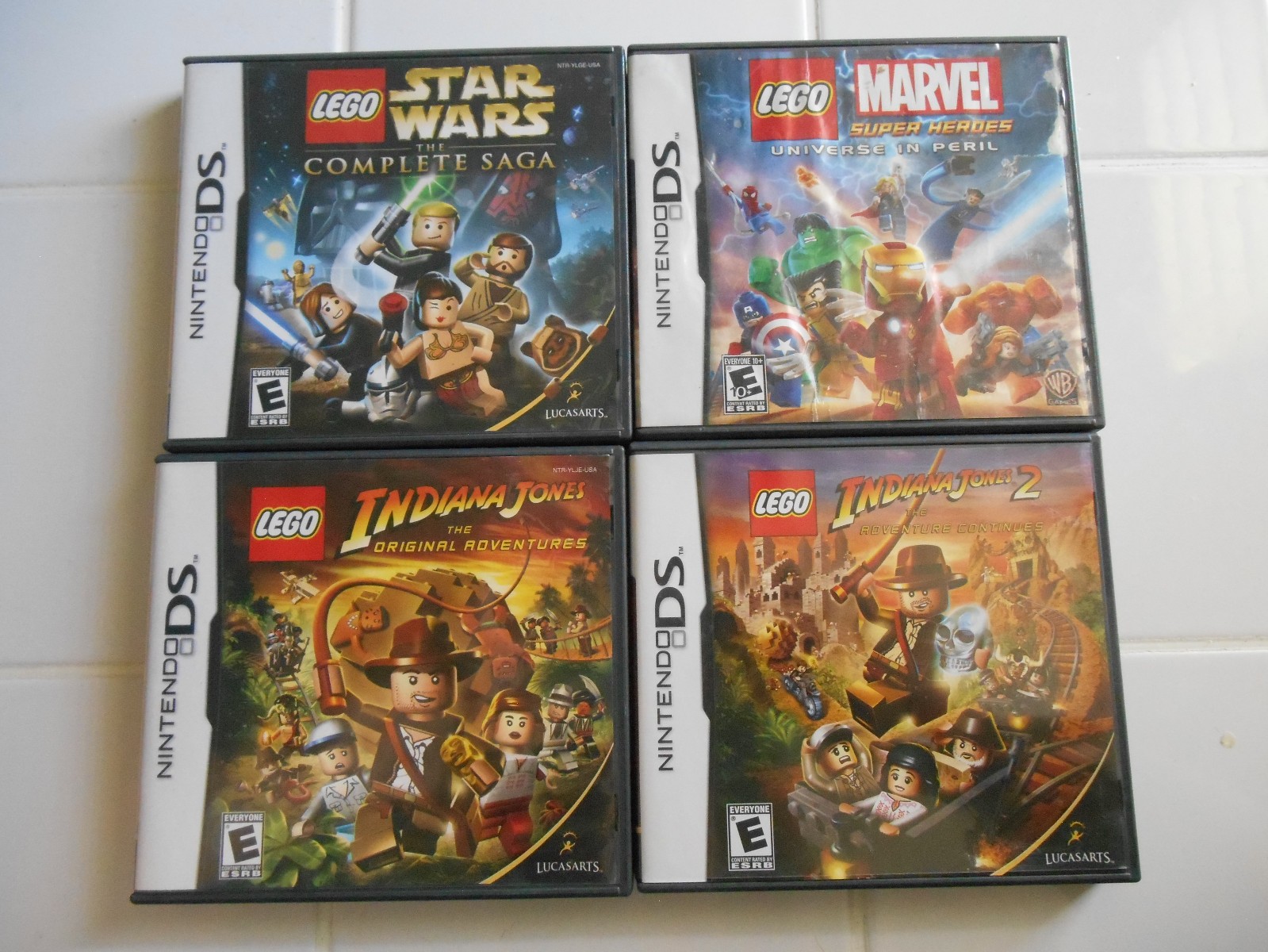 Nintendo DS Lot Of 4 Lego Games Star Wars Marvel Super Heroes Indiana Jones