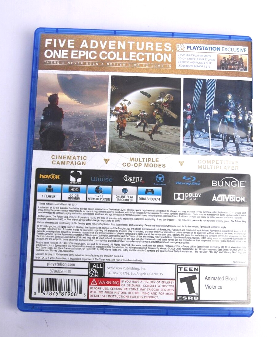 Destiny: The Collection (Sony PlayStation 4, 2016) – Tested & Working
