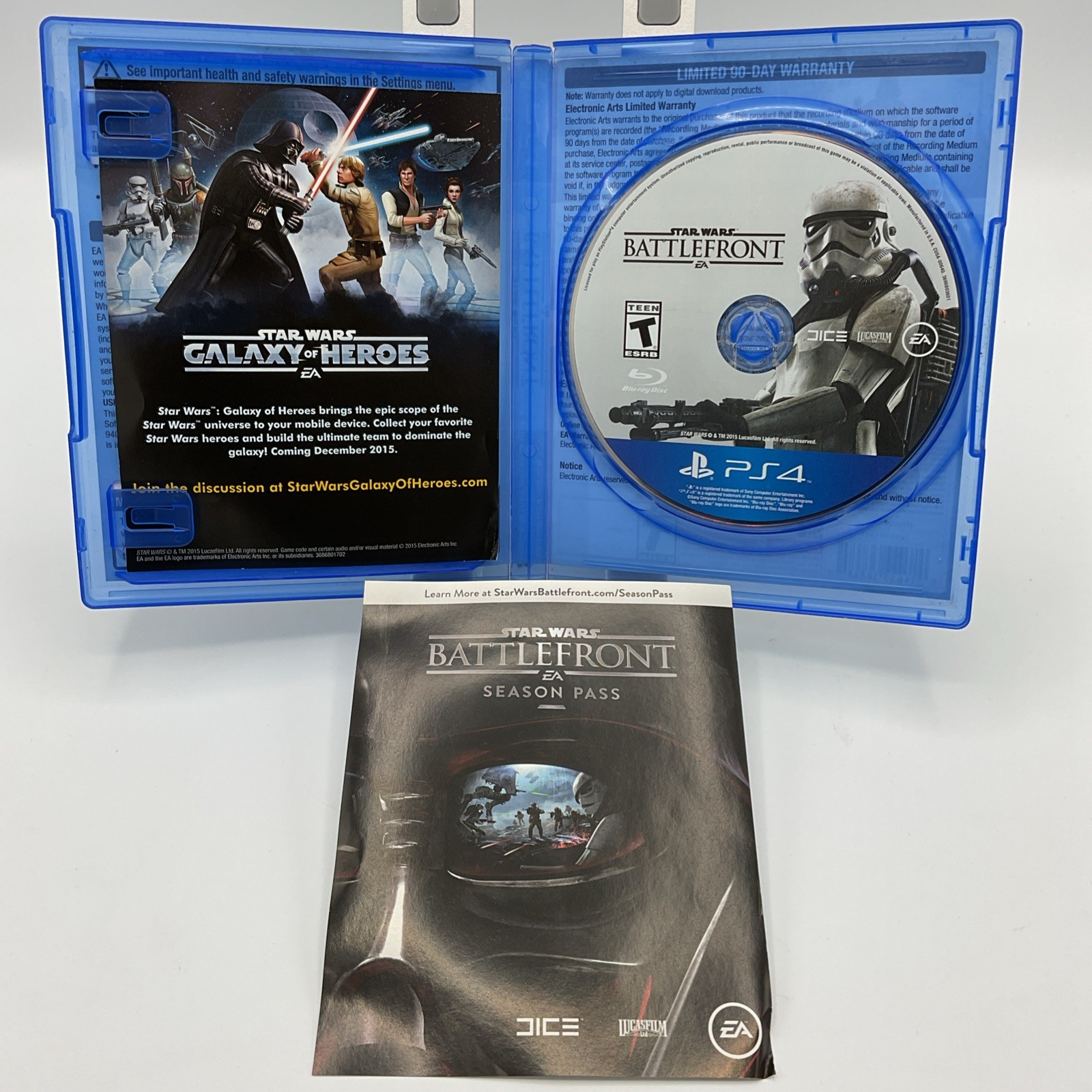 Star Wars: Battlefront (PlayStation 4, 2015)(GAME AND INSERTS ONLY NO MANUAL)
