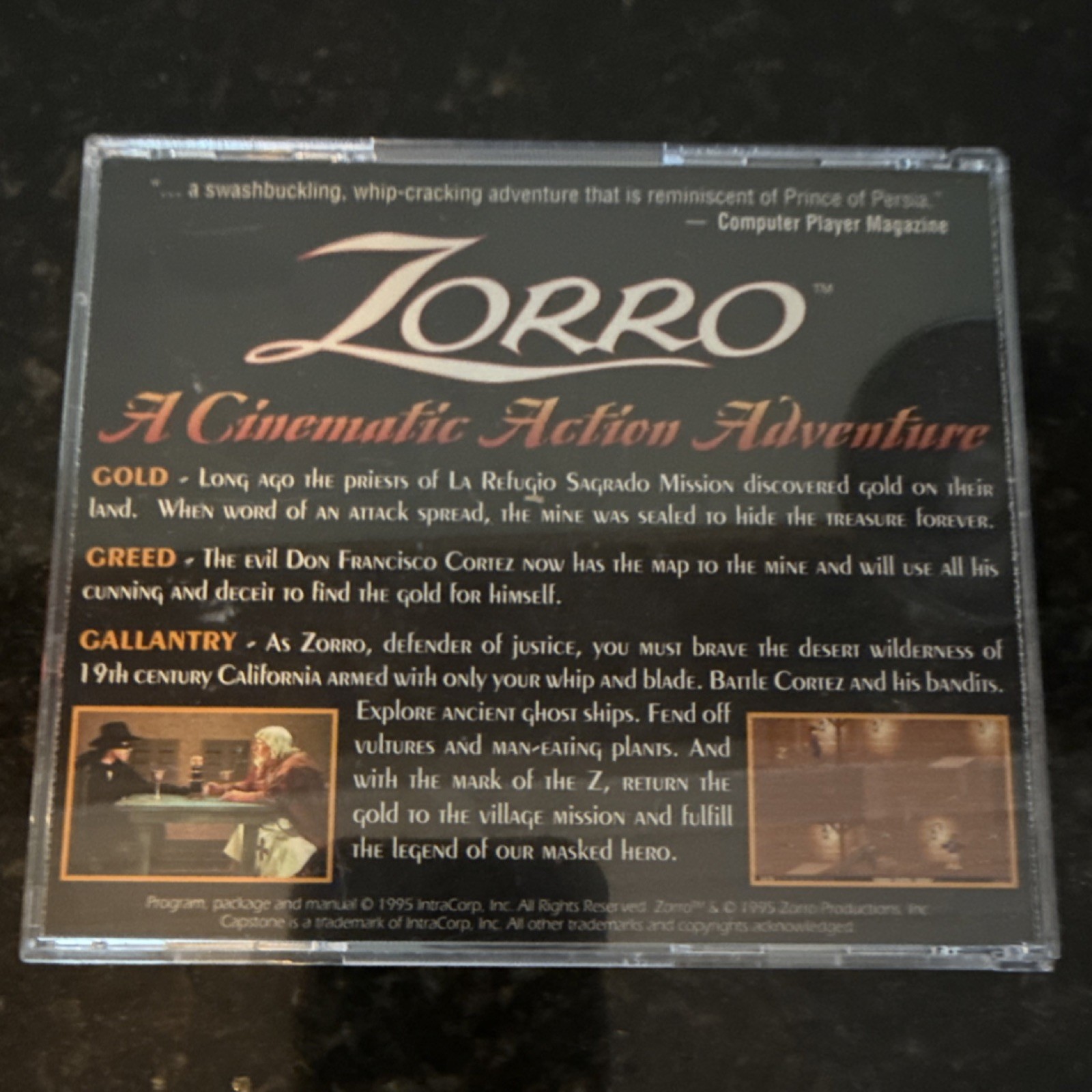 Capstone Zorro PC Action Adventure 1995 CD-ROM Manual Included