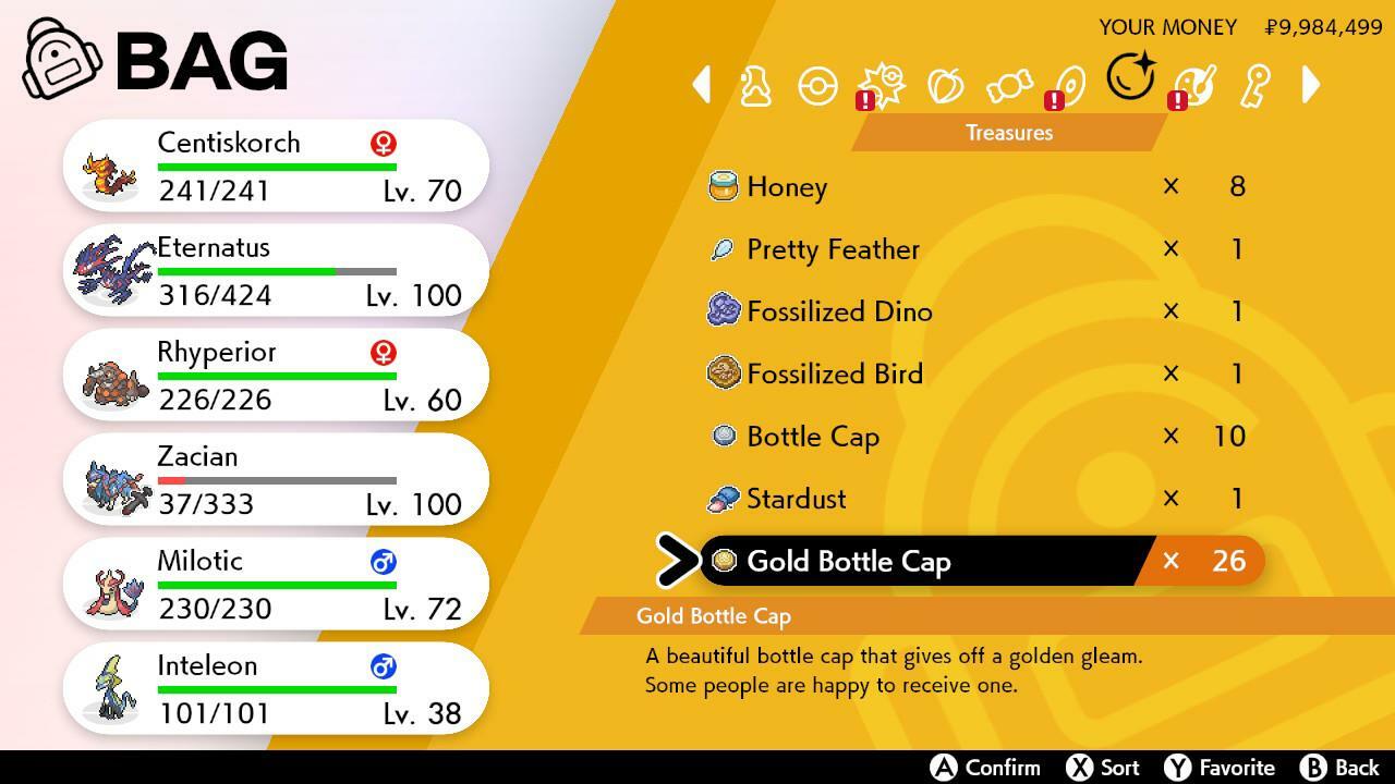 Pokemon Sword & Shield Gold Bottle Cap