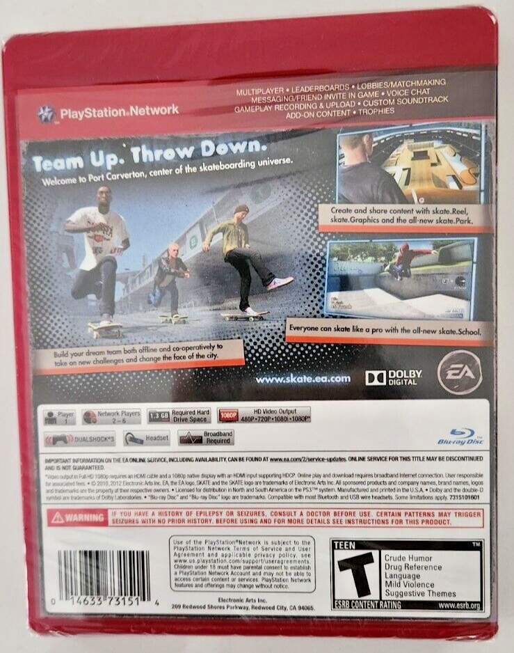Skate 3 Greatest Hits PS3 Brand New Game (2010 Skateboarding)