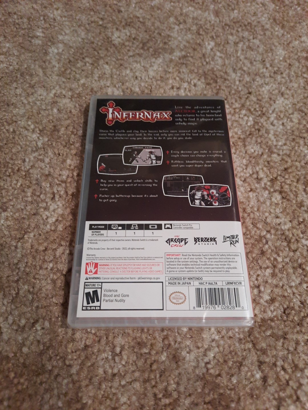 Infernax – Nintendo Switch – Limited Run Games – New Sealed – ESRB