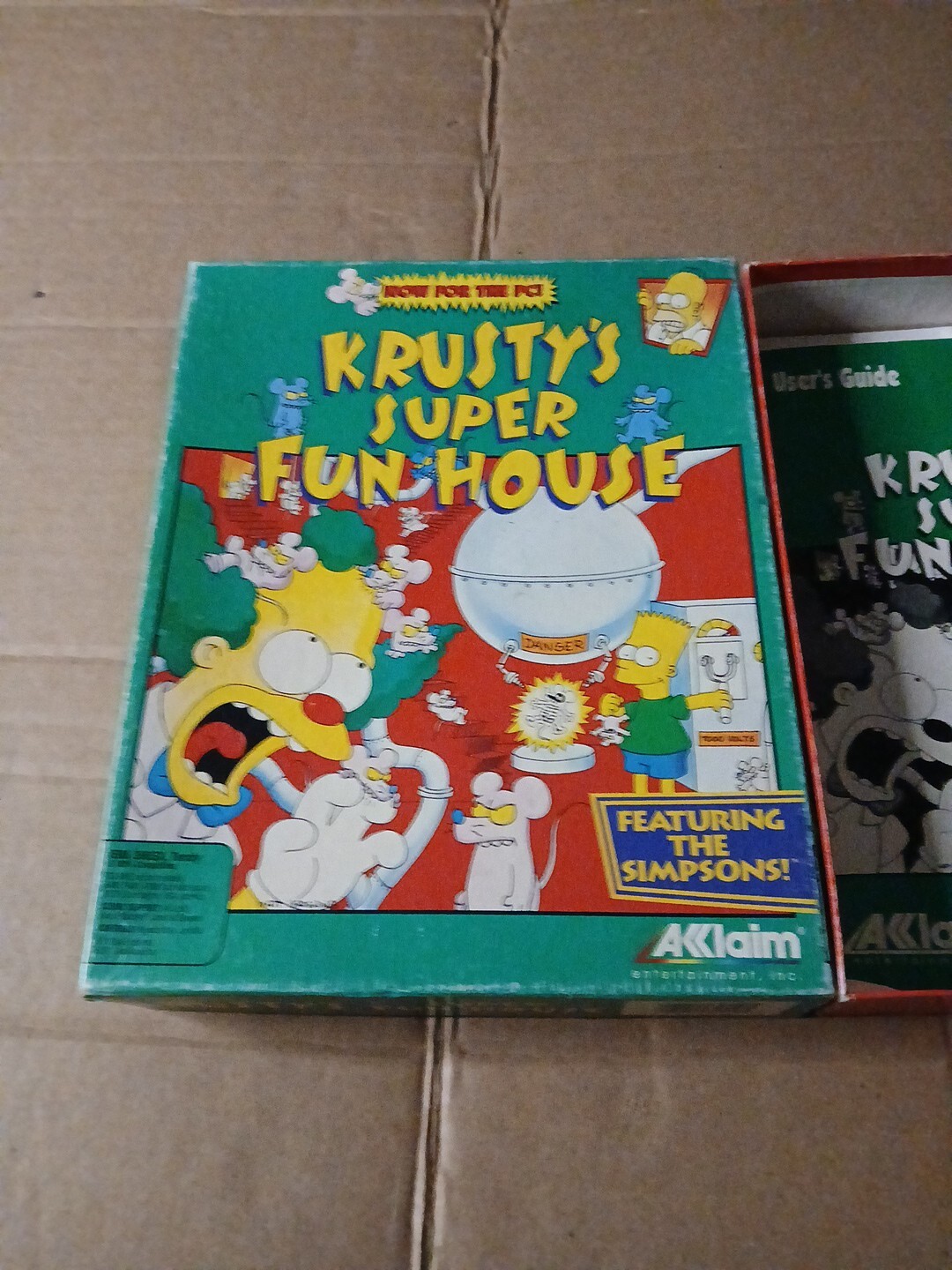 1993 Krusty’s Super Fun House LONG BIG BOX Acclaim ~PC DOS 3.5 FLOPPY