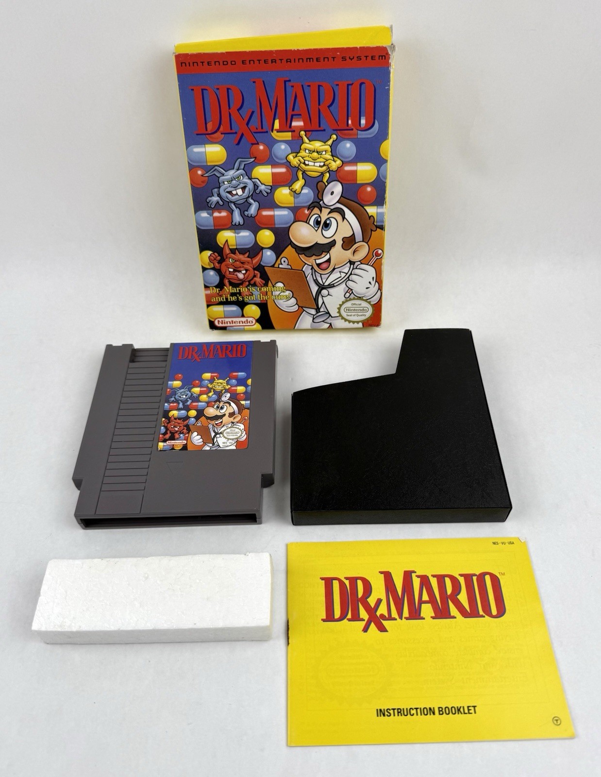 Dr. Mario (Nintendo NES, 1990) CIB, Complete in Box W/ Manual Tested & Working