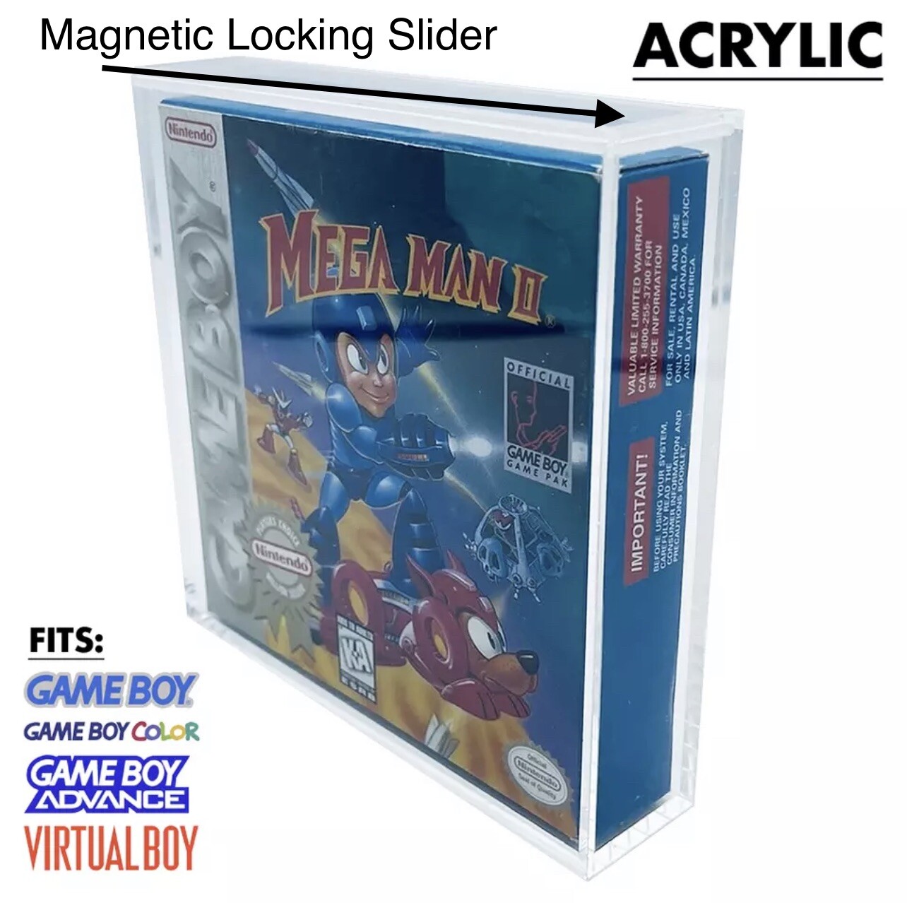 UV RESISTANT GAME BOY GBC GBA Video Game Hard Acrylic Case Magnetic Lock slider