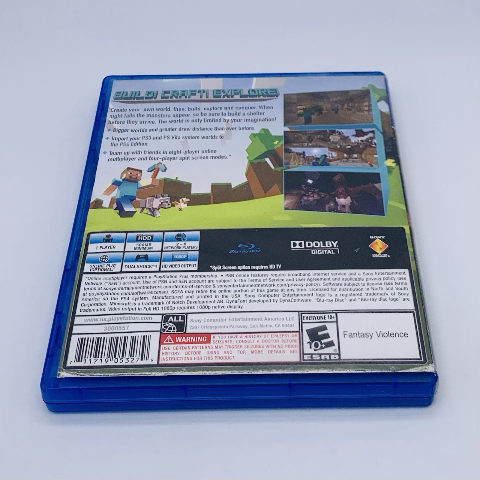 Minecraft PlayStation 4 Edition PS4, 2014 Mojang – No Manual Cracked Case Tested
