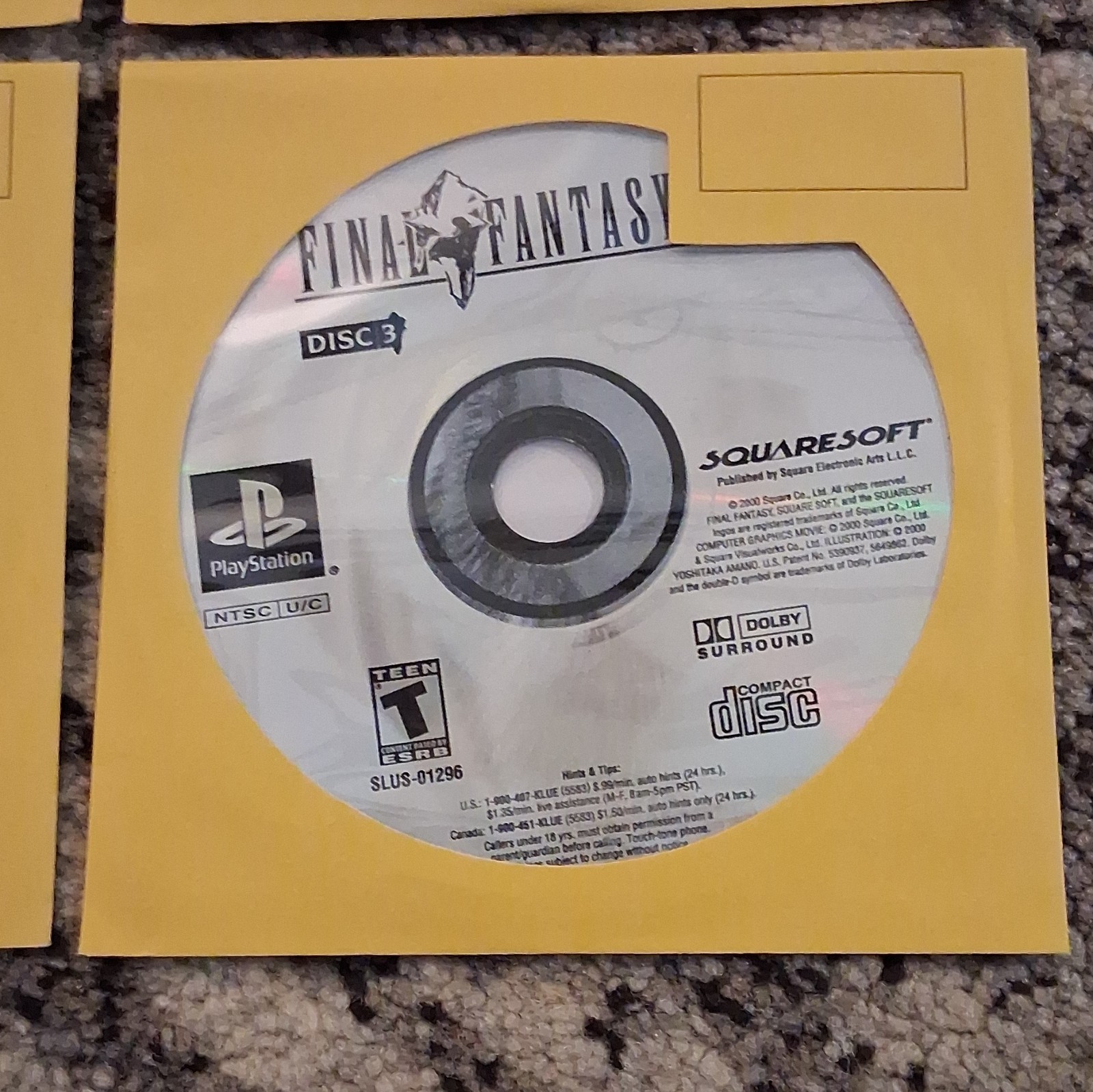 Final Fantasy IX PS1 Disc 1-4 Set, Case Not Included