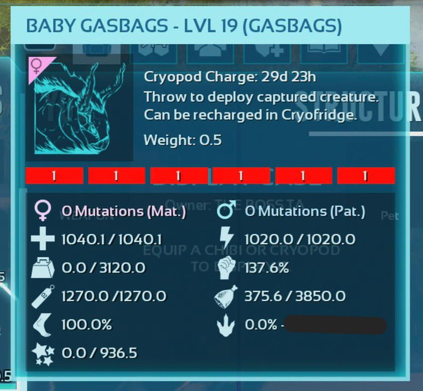 ARK ASCENDED PVE OFFICIAL PAIR BABY GASBAGS RED ID01 PC/XBOX/PS5