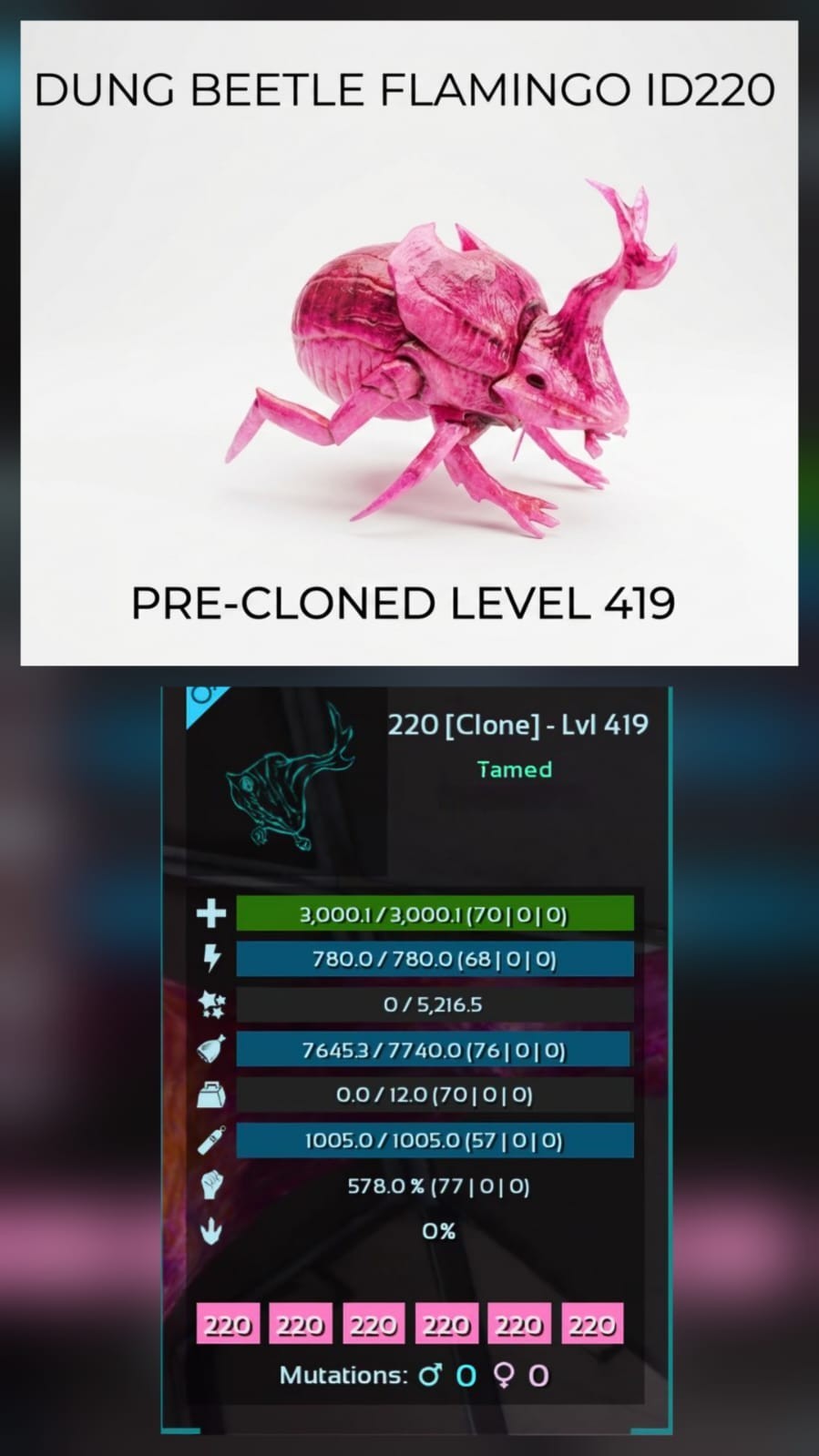 Dung Beetle – PRE-CLONED LVL 419 – Ark Survival Ascended Official PVE PC/XBX/PS5