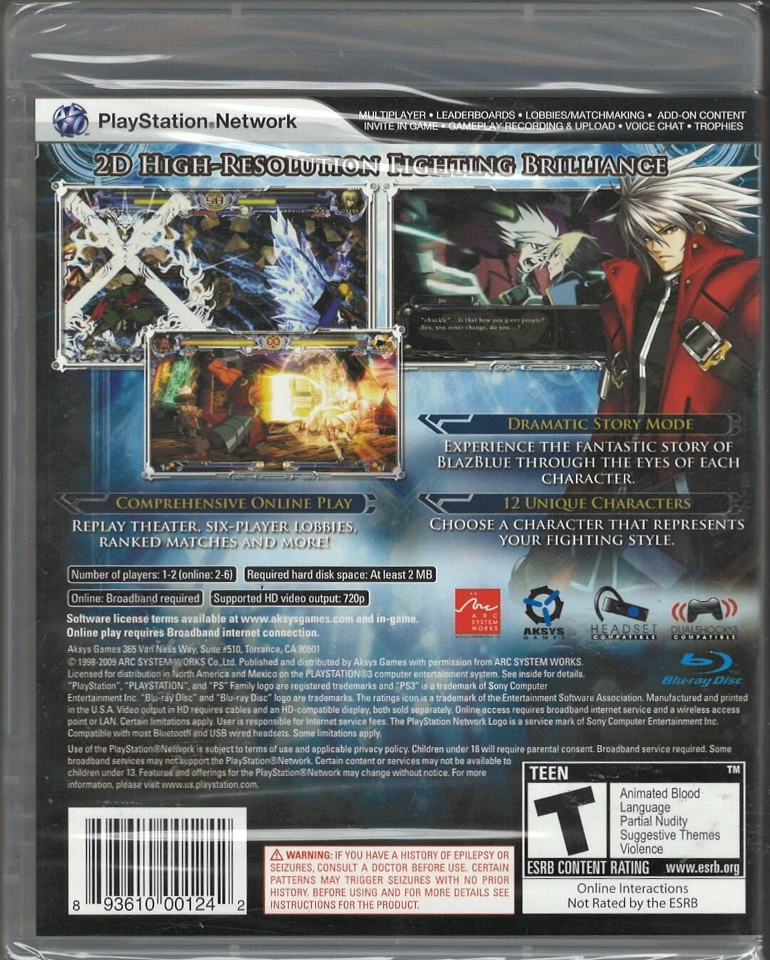 BlazBlue: Calamity Trigger Standard Edition PS3 (Brand New Factory Sealed US Ver