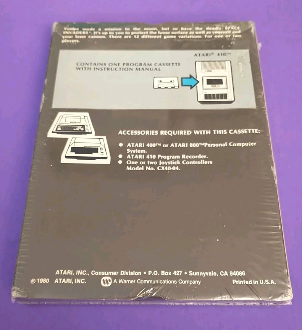 SEALED Space Invaders for Atari 400/800 – CIB Still in Shrink ~ SAFE SHIPPING ~