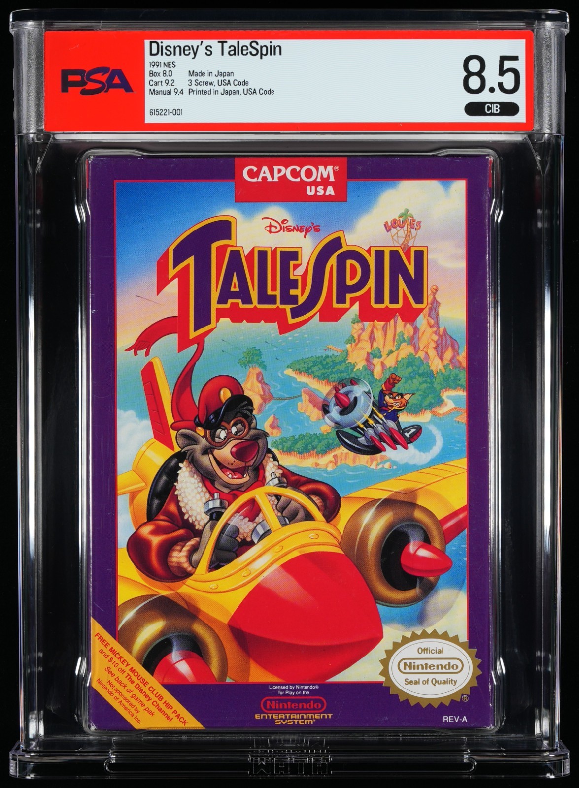 TaleSpin NES Capcom Disney 8.5 PSA Graded CIB Complete Nintendo 1991 Rare