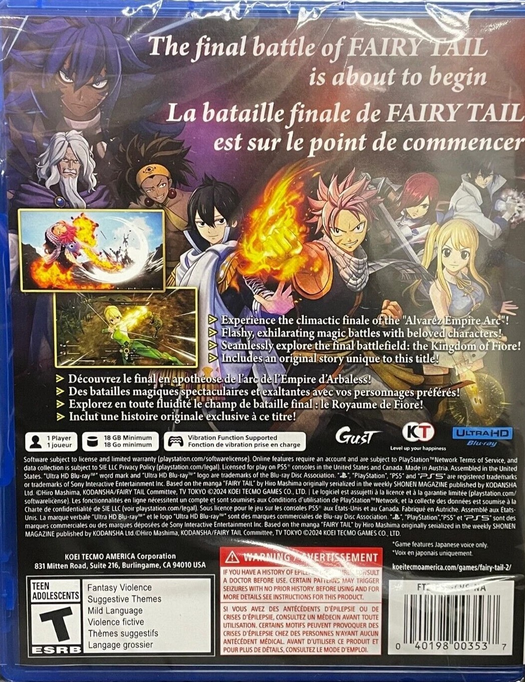 Fairy Tail 2 *PHYSICAL LAUNCH EDITION* (PS5) New