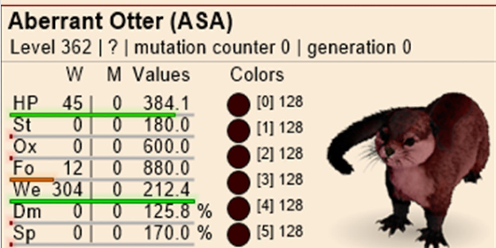Abberant Otter-Ark Survival Ascended-ASA-Dino-Official-Color-Stat-PC/XBOX/PS5