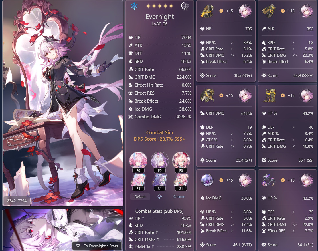 Honkai Star Rail/ HSR E6 Cyrene/E6 Evernight Whale account