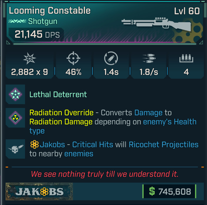 Borderlands 4⭐LOOMING CONSTABLE SHOTGUN⭐RADIATION OR⭐JAKOBS