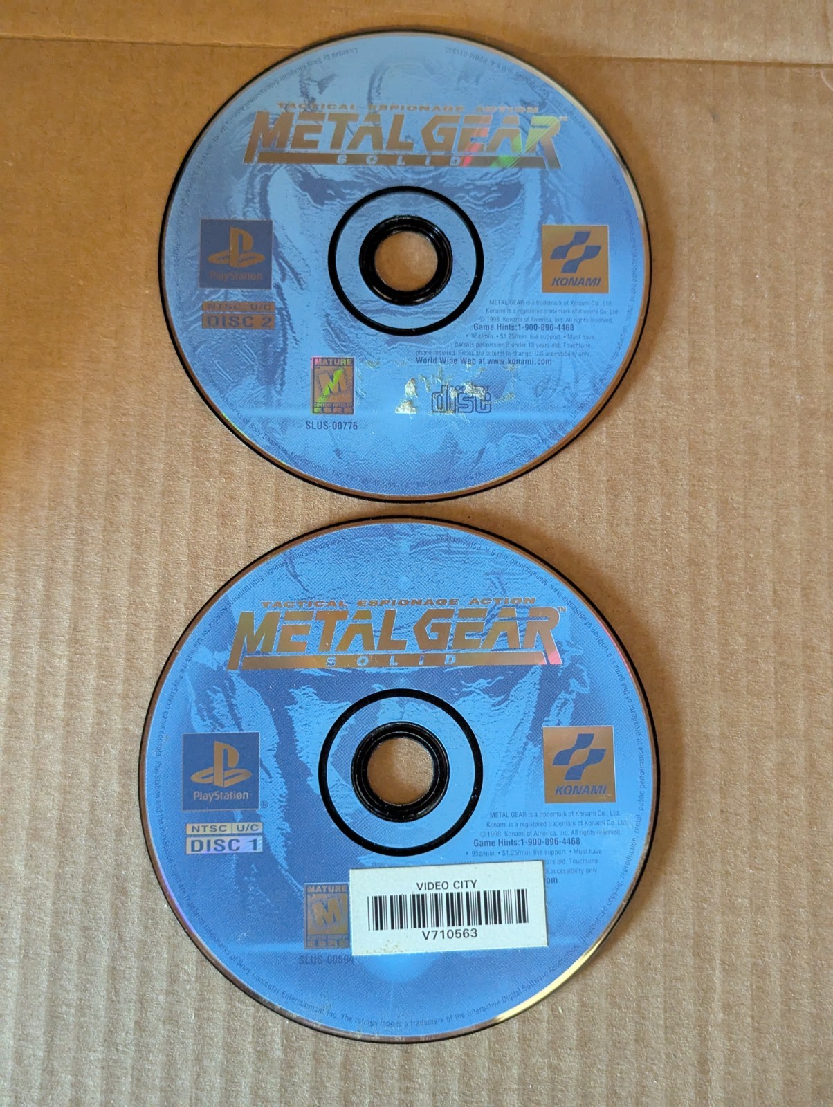 PS1 Metal Gear Solid Tactical Espionage Action (PlayStation 1, 1998) Discs 1 & 2