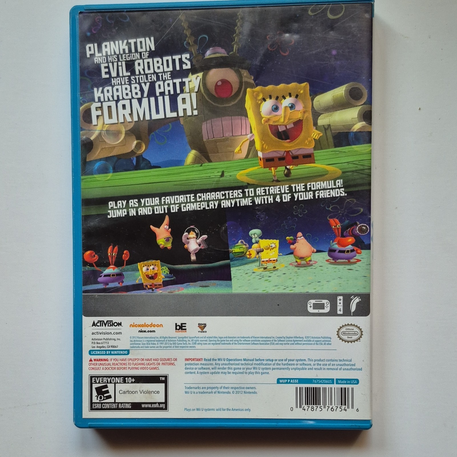 Activision SpongeBob SquarePants Plankton’s Robotic Revenge Wii U E10+ Multipla…