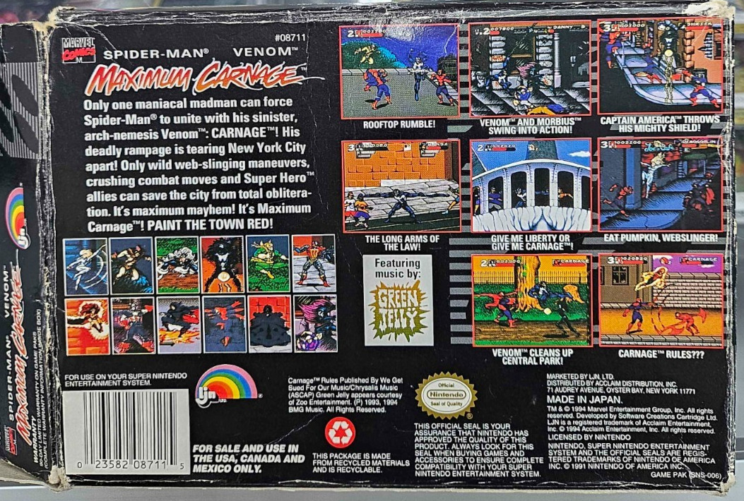 Maximum Carnage (Super Nintendo Entertainment System) – Complete/CIB – AUTHENTIC