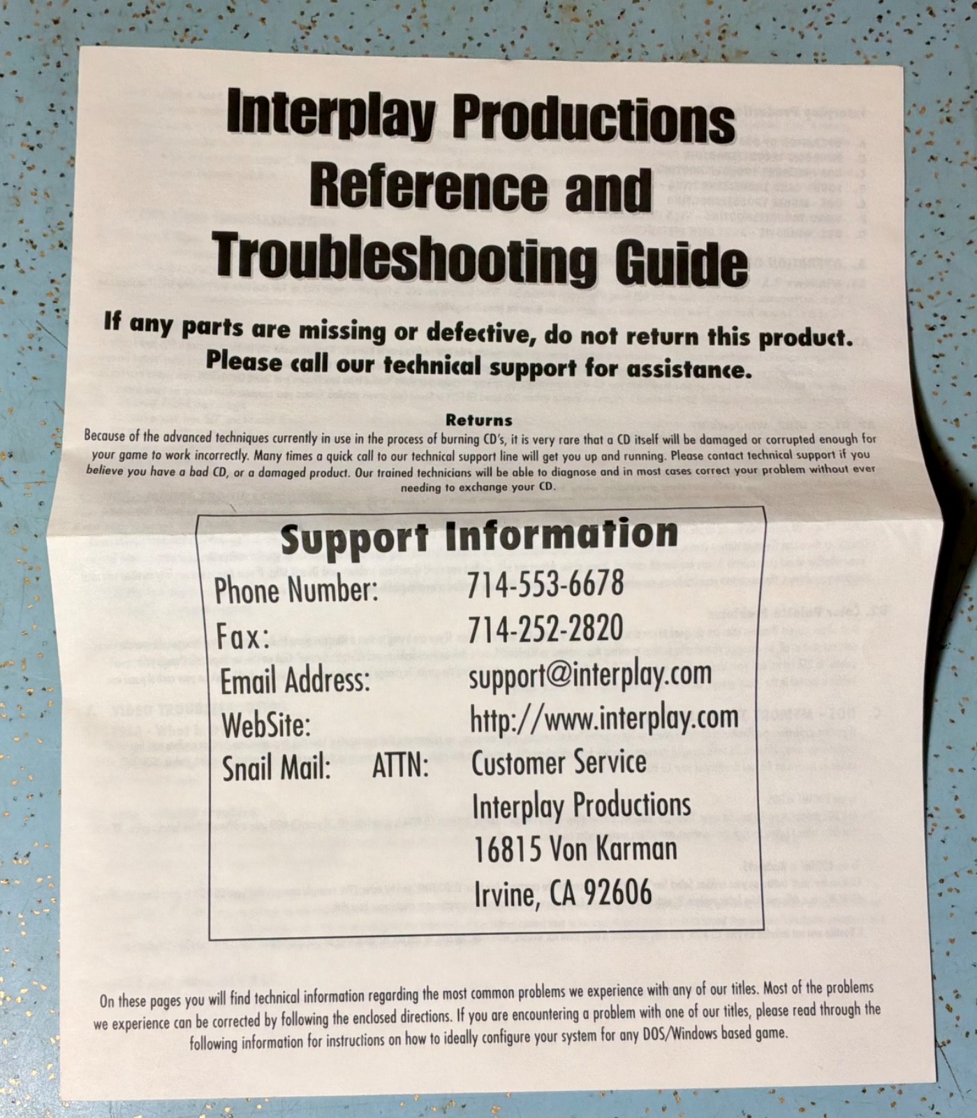 1997 INTERPLAY REDNECK RAMPAGE CD DOS VERSION w/NEWSPAPER HINT SHEET BOX